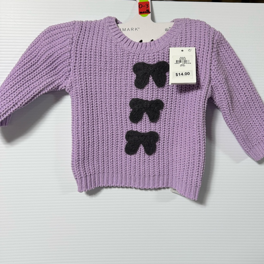 NWT Lilac Knit Sweater with Charcoal Bow